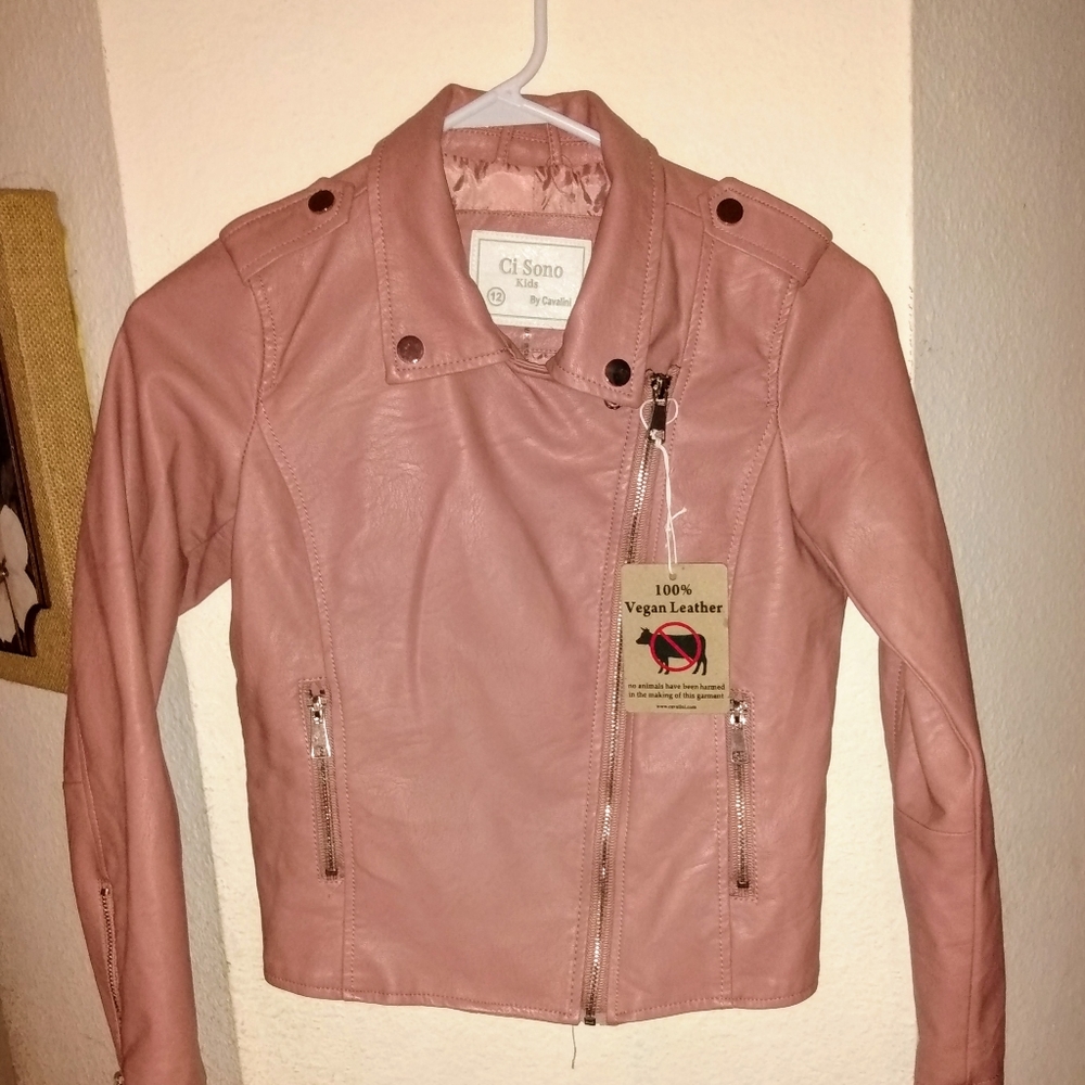 Girl's sz 12 Vegan Leather jacket NEW
